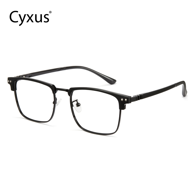 Cyxus Kính Nam Chống Ánh Sáng Xanh Gọng Kim Loại Thiết Kế Retro Vuông Vức Phù Hợp Dùng Máy Tính Hàng Ngày 8133