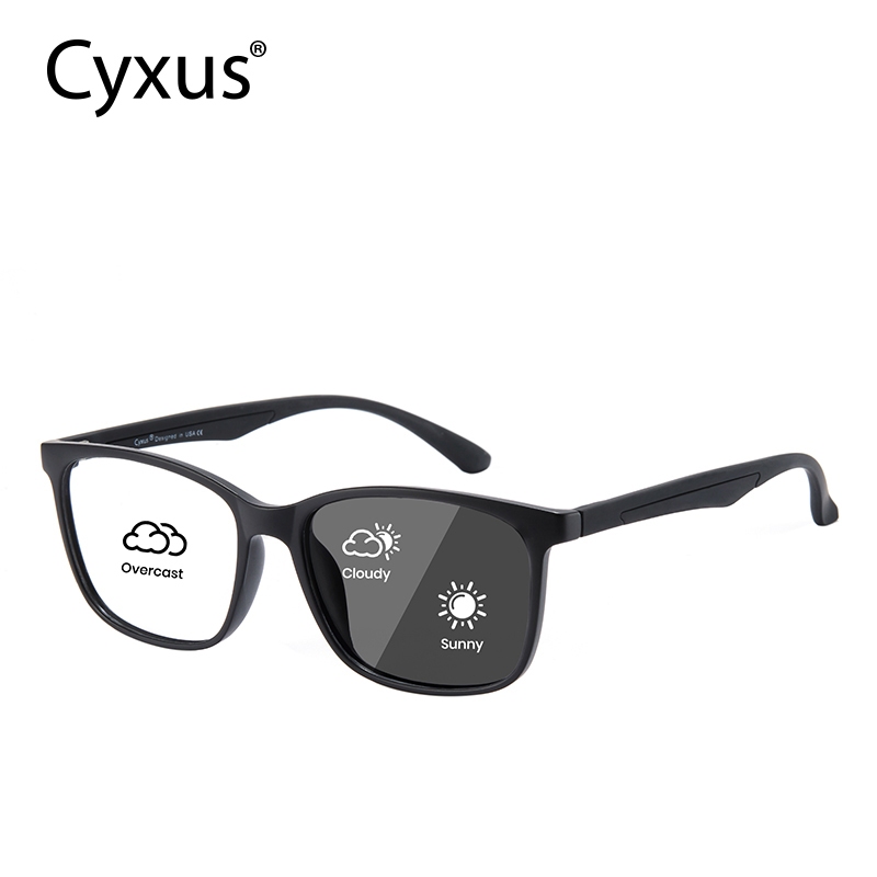 Cyxus  Kính râm vuông unisex, phong cách Hàn Quốc cực chất, tròng kính đổi màu, chống ánh sáng xanh, chống tia UV400, kính râm đi biển  8083i02