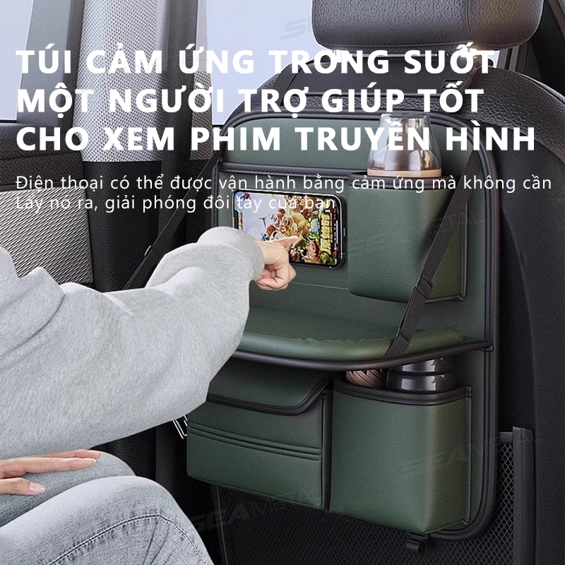 túi đựng đồ sau ghế ô tô SEAMETAL Da PU Đa Năng Treo Túi Gấp Bàn Thùng Rác Có Thể Bảo