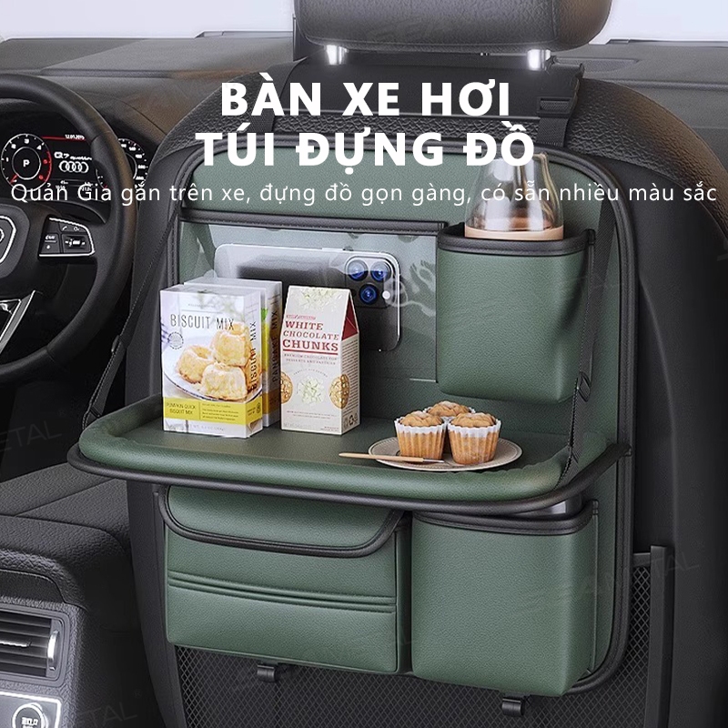 túi đựng đồ sau ghế ô tô SEAMETAL Da PU Đa Năng Treo Túi Gấp Bàn Thùng Rác Có Thể Bảo