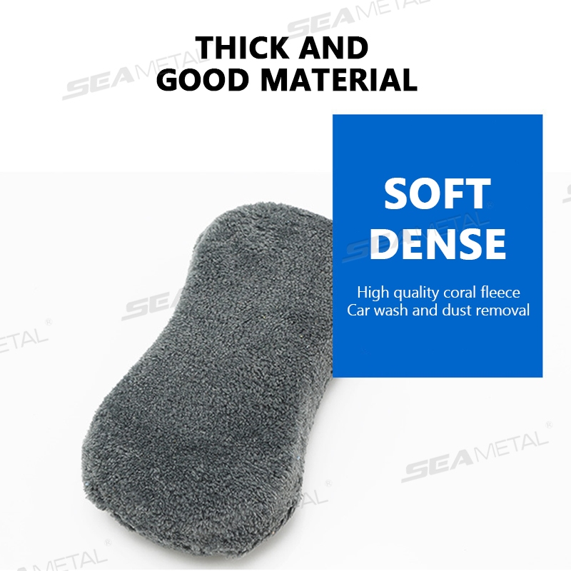 Seametal 8 Hình Làm Sạch Ô Tô Khối Bọt Biển Hai Mặt Lông Cừu San Hô Microfiber Rửa Bọt Biển Hấp Thụ Nước Cao Dụng Cụ Giặt