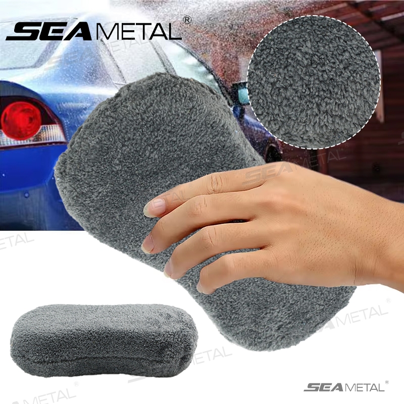 Seametal 8 Hình Làm Sạch Ô Tô Khối Bọt Biển Hai Mặt Lông Cừu San Hô Microfiber Rửa Bọt Biển Hấp Thụ Nước Cao Dụng Cụ Giặt