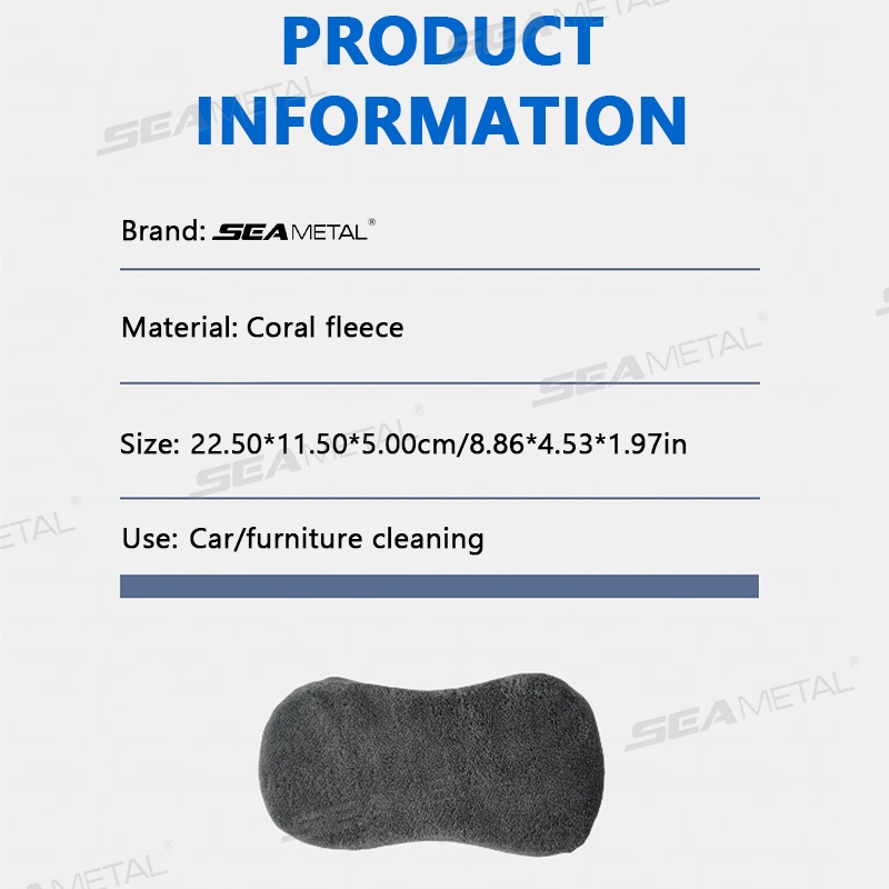 Seametal 8 Hình Làm Sạch Ô Tô Khối Bọt Biển Hai Mặt Lông Cừu San Hô Microfiber Rửa Bọt Biển Hấp Thụ Nước Cao Dụng Cụ Giặt