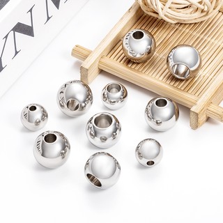 Hạt thép không gỉ lớn, lỗ lớn, phụ kiện trang sức DIY, hạt rời lỗ to