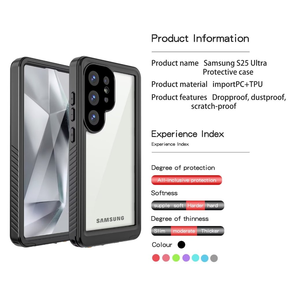 Ốp Chống Thấm Nước IP68 Cho Samsung Galaxy S25 Ultra S24 S23 FE S21 S26 A16 Lặn Bơi Thể Thao Ngoài Trời Chống Rơi TPU Chống Bụi Toàn Bộ Vỏ Điện Thoại Giáp