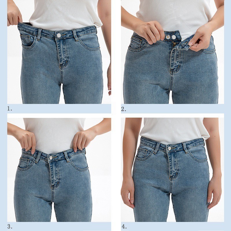 [Yunyuan] 4 Cái / bộ Nút quần jean kẹp thắt lưng không cần đinh bằng kim loại Nút không có đường may có thể tháo rời Khóa hình chữ I đa năng Khóa thắt lưng có thể điều chỉnh