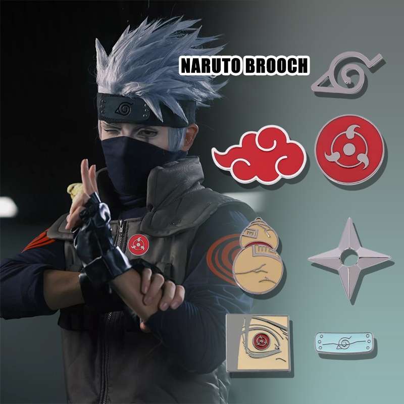 【 Yunyuan 】 4 Cái / bộ Naruto Series Ngoại Vi Thổ Cẩm Hoạt Hình Akatsuki Tổ Chức Sharingan Rebellion Naruto Logo Shuriken Huy Hiệu