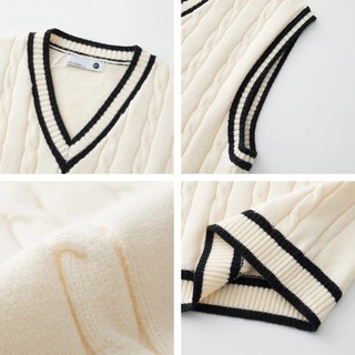 Áo vest dệt kim nam ESEA thời trang phổ biến của Mỹ retro dáng rộng giản dị cổ chữ V áo vest dệt kim không tay tình yêu