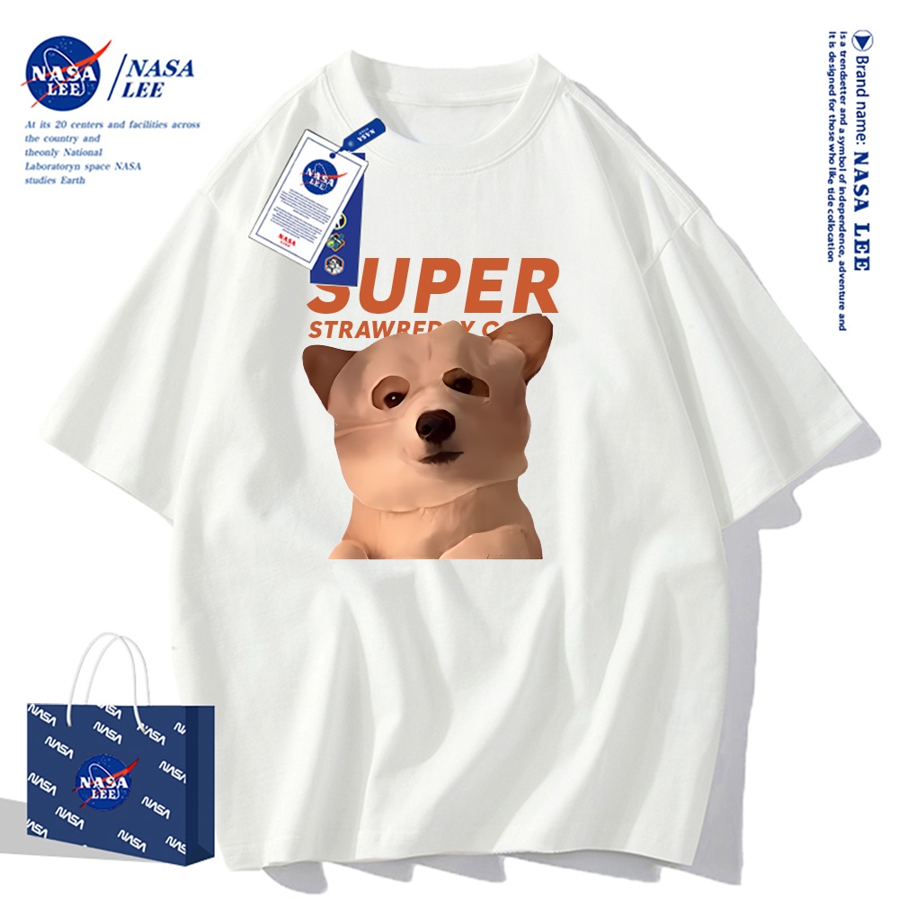 Áo thun ngắn tay NASA - Chó đắp mặt nạ, cotton, unisex
