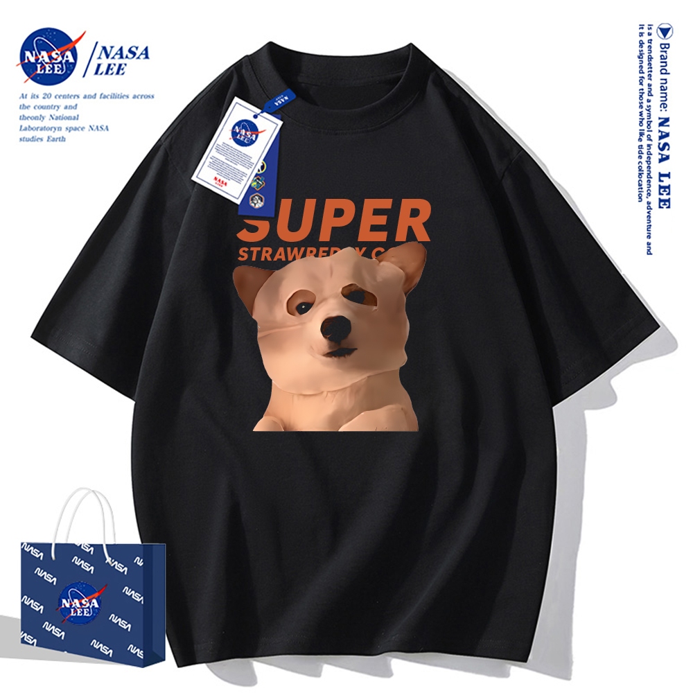 Áo thun ngắn tay NASA - Chó đắp mặt nạ, cotton, unisex
