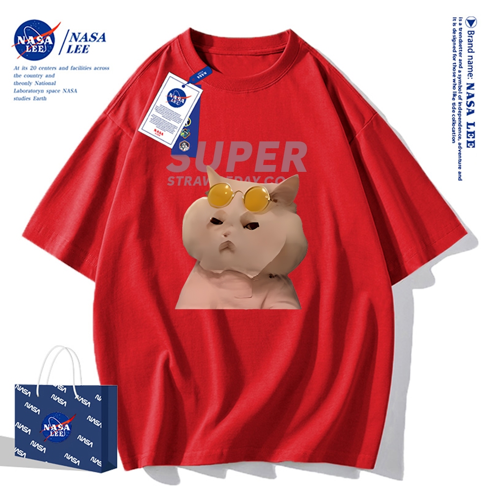 Áo thun ngắn tay NASA - Mèo đắp mặt nạ, cotton, unisex