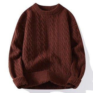 Esea Áo Len Nam Thời Trang Thời Trang Nhật Bản Màu Nguyên Chất Đơn Giản Unisex Gió Chiên Bột Xoắn Áo Len Dệt Kim