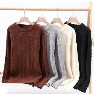Esea Áo Len Nam Thời Trang Thời Trang Nhật Bản Màu Nguyên Chất Đơn Giản Unisex Gió Chiên Bột Xoắn Áo Len Dệt Kim