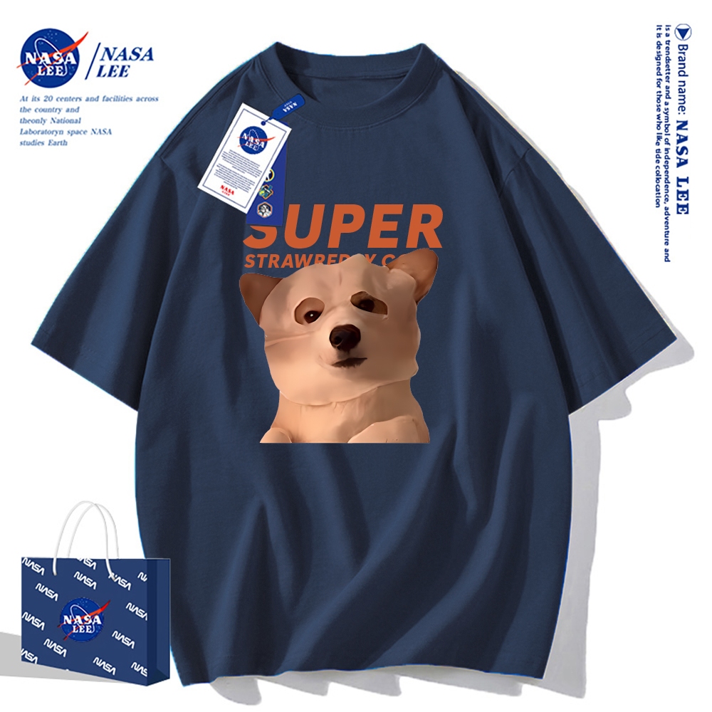 Áo thun ngắn tay NASA - Chó đắp mặt nạ, cotton, unisex