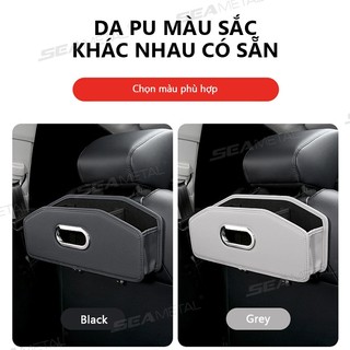 Hộp đựng đồ ghế sau ô tô SEAMETAL chất liệu bằng da cao cấp.Hộp để đồ, đựng-lưu trữ đồ 3in1 giá đỡ điện thoại thiết kế sang trọng