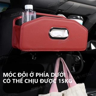 Hộp đựng đồ ghế sau ô tô SEAMETAL chất liệu bằng da cao cấp.Hộp để đồ, đựng-lưu trữ đồ 3in1 giá đỡ điện thoại thiết kế sang trọng