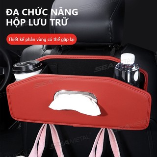 Hộp đựng đồ ghế sau ô tô SEAMETAL chất liệu bằng da cao cấp.Hộp để đồ, đựng-lưu trữ đồ 3in1 giá đỡ điện thoại thiết kế sang trọng