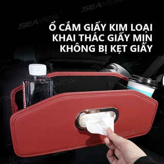 Hộp đựng đồ ghế sau ô tô SEAMETAL chất liệu bằng da cao cấp.Hộp để đồ, đựng-lưu trữ đồ 3in1 giá đỡ điện thoại thiết kế sang trọng
