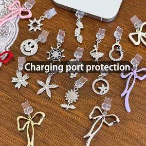 Bảo vệ cổng sạc phong cách kim cương thích hợp cho Android, iOS, Type-C, tương thích với iPhone 16 15 14 13 12 11 Pro Max, phích cắm bụi điện thoại,