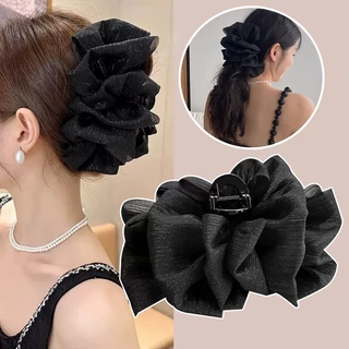 Jojo COCO Lưới Nơ Lấy Kẹp Cảm Giác Nâng Cao Tính Khí Kẹp Tóc Nữ Lưng Đầu Tấm Tóc Cá Mập Lớn Kẹp Thẻ Tóc Mũ Đội Đầu Phụ Kiện Tóc