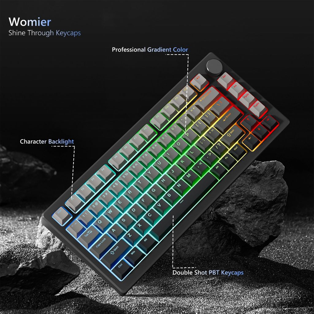 Womier Dark Shadow Shine Through 132 Keys Cherry Profile Keycaps Custom Set | BigBuy360 - bigbuy360.vn