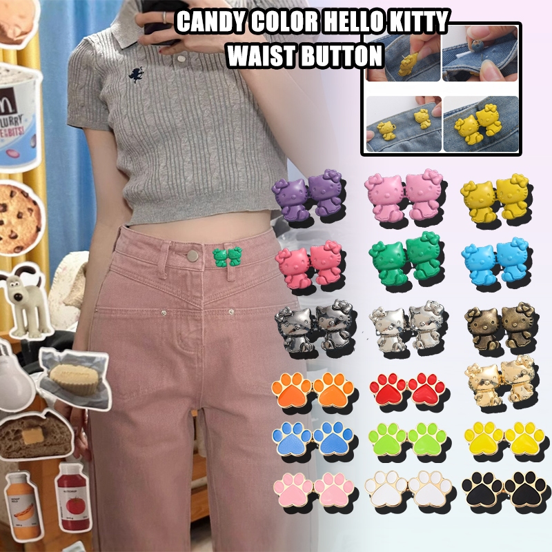 [Yunyuan] Màu kẹo Hellokitty và móng vuốt mèo Khóa thắt lưng Quần có nút liền mạch có thể tháo rời không cần dụng cụ có thắt lưng lớn và khóa thắt lưng nhỏ