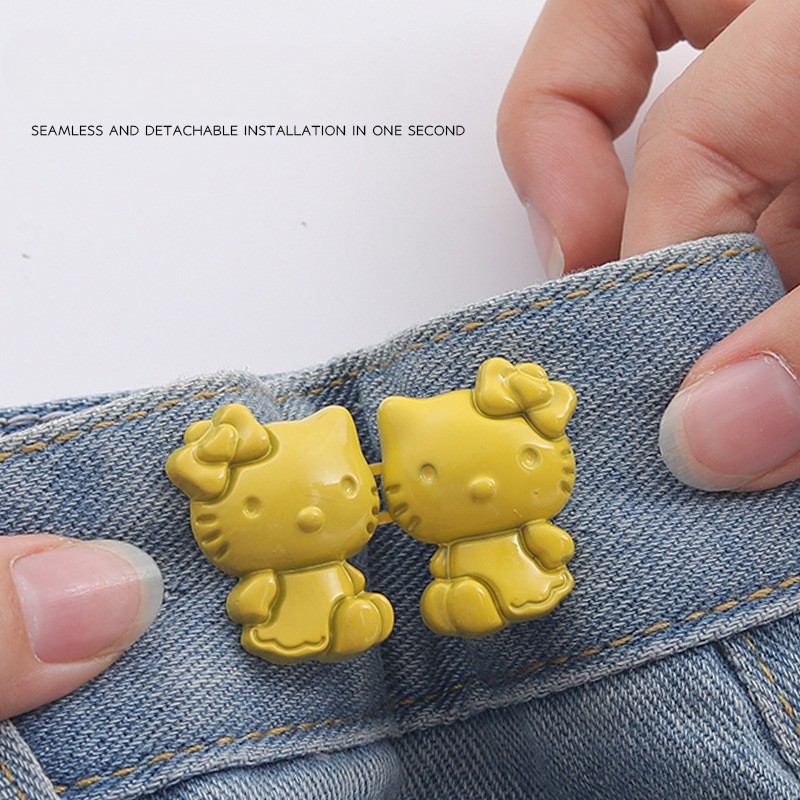 [Yunyuan] Màu kẹo Hellokitty và móng vuốt mèo Khóa thắt lưng Quần có nút liền mạch có thể tháo rời không cần dụng cụ có thắt lưng lớn và khóa thắt lưng nhỏ