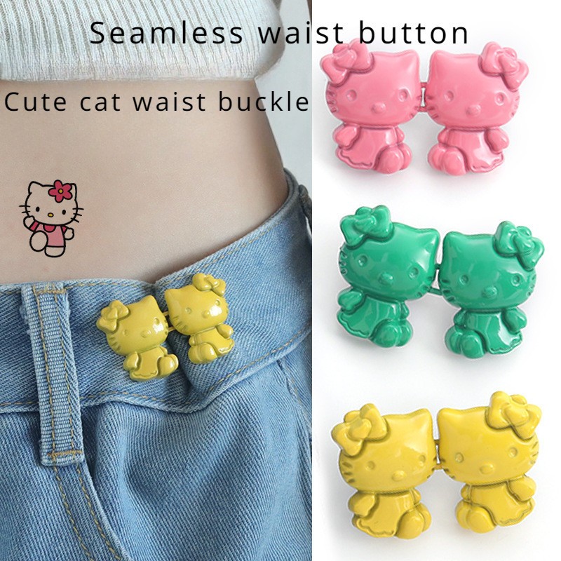 [Yunyuan] Màu kẹo Hellokitty và móng vuốt mèo Khóa thắt lưng Quần có nút liền mạch có thể tháo rời không cần dụng cụ có thắt lưng lớn và khóa thắt lưng nhỏ