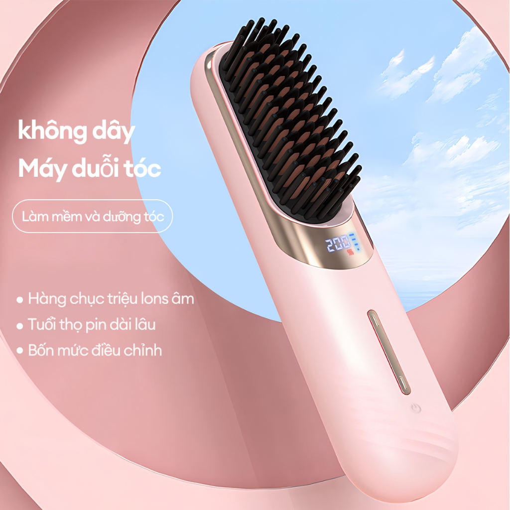 Ảnh CkeyiN Lược điện chải thẳng tóc ion âm cao cấp, tạo kiểu chuyên nghiệp máy uốn duỗi tóc, làm xoăn ép HM008 2