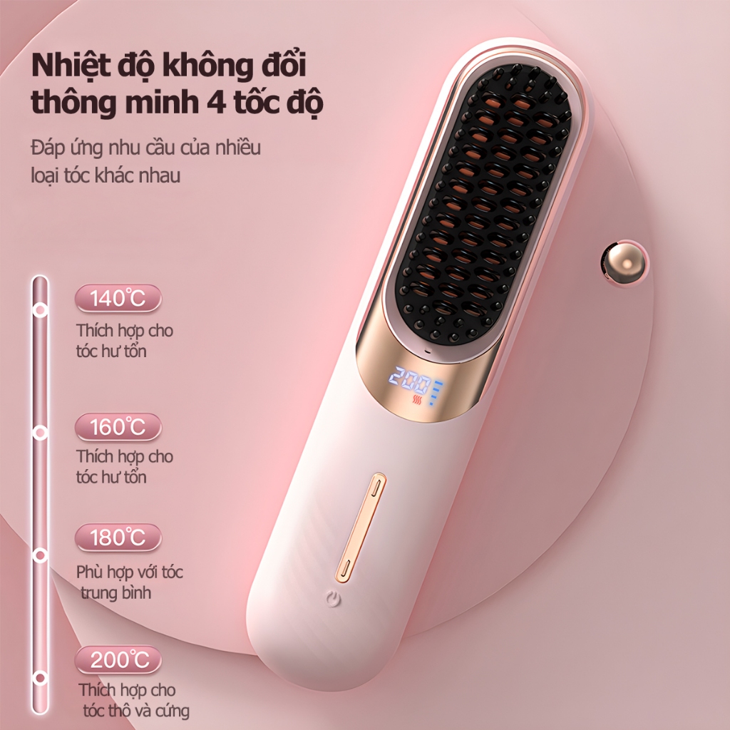 Ảnh CkeyiN Lược điện chải thẳng tóc ion âm cao cấp, tạo kiểu chuyên nghiệp máy uốn duỗi tóc, làm xoăn ép HM008 3