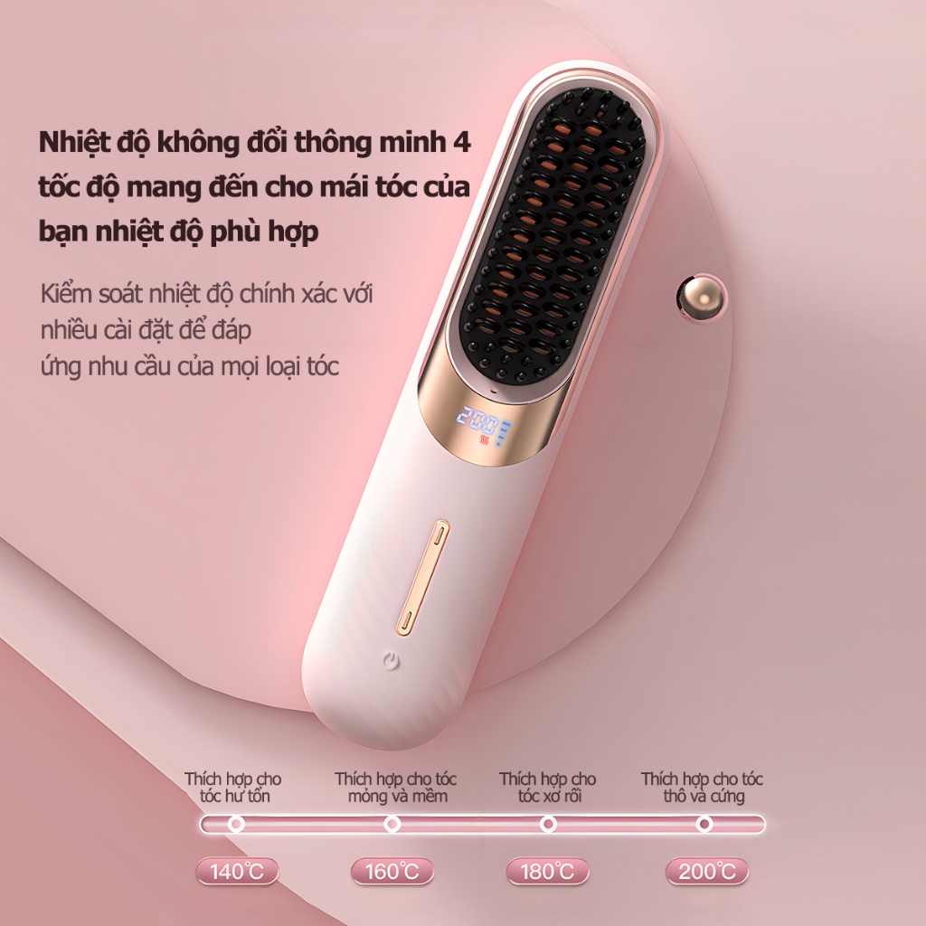 Ảnh CkeyiN Lược điện chải thẳng tóc ion âm cao cấp, tạo kiểu chuyên nghiệp máy uốn duỗi tóc, làm xoăn ép HM008 4