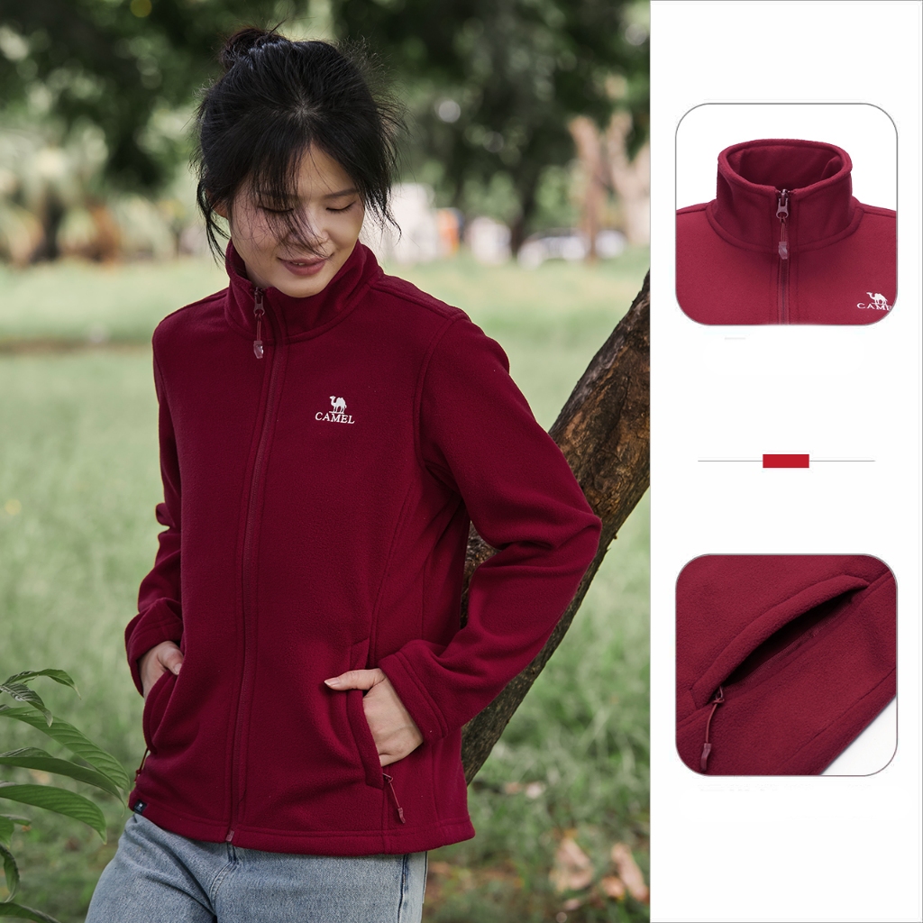 Ảnh Áo khoác CAMEL CROWN bằng lông cừu hai mặt giữ ấm hiệu quả thời trang cho nữ 2