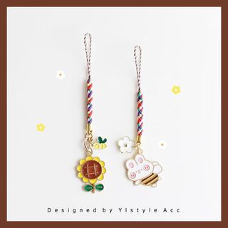 Làm Bằng Tay Phong Cách Mới Dễ Thương Ong Nhỏ Hoa Hướng Dương Dây Đeo Điện Thoại Di Động Đĩa U Mặt Dây Chuyền Chống Mất Túi Đồng Nguyên Chất Mặt Dây Chuyền Nhỏ