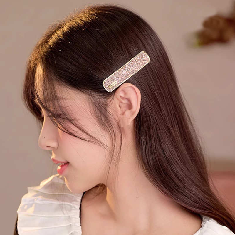 【 Yunyuan 】 Kẹp tóc kim cương giả bên, kẹp một chữ, phụ kiện nữ thu đông sang trọng