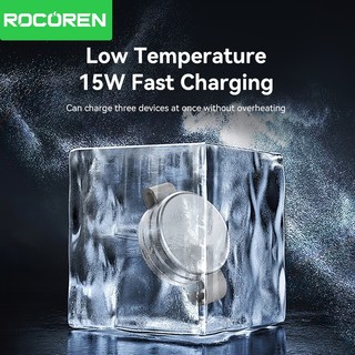 Giá đỡ sạc hợp kim nhôm không dây từ tính 3 trong 1 15W Rocoren Mag Urtal cho iP16,15, 14, 13, 12 Pro / Max / Plus Air Pods Watch