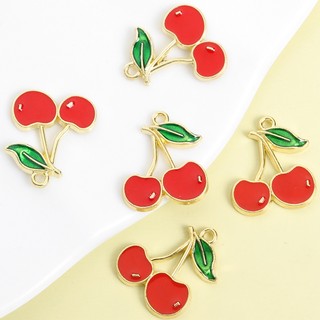 10 Chiếc Ngọt Ngào Dễ Thương Đỏ Anh Đào Men Nhỏ Giọt Dầu Quyến Rũ, Thời Trang Hình Trái Cây Hợp Kim Kẽm Mặt Dây Chuyền Cho DIY Mùa Hè Sống Động Vòng Cổ Vòng Tay Bông Tai Móc Khóa Điện Thoại Túi Phụ Kiện