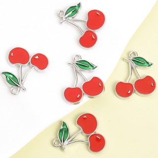 10 Chiếc Ngọt Ngào Dễ Thương Đỏ Anh Đào Men Nhỏ Giọt Dầu Quyến Rũ, Thời Trang Hình Trái Cây Hợp Kim Kẽm Mặt Dây Chuyền Cho DIY Mùa Hè Sống Động Vòng Cổ Vòng Tay Bông Tai Móc Khóa Điện Thoại Túi Phụ Kiện