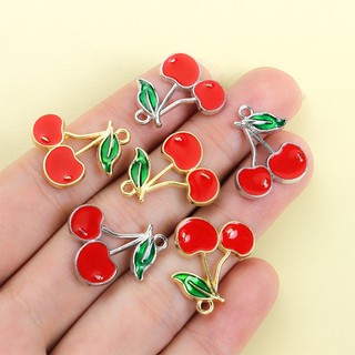 10 Chiếc Ngọt Ngào Dễ Thương Đỏ Anh Đào Men Nhỏ Giọt Dầu Quyến Rũ, Thời Trang Hình Trái Cây Hợp Kim Kẽm Mặt Dây Chuyền Cho DIY Mùa Hè Sống Động Vòng Cổ Vòng Tay Bông Tai Móc Khóa Điện Thoại Túi Phụ Kiện