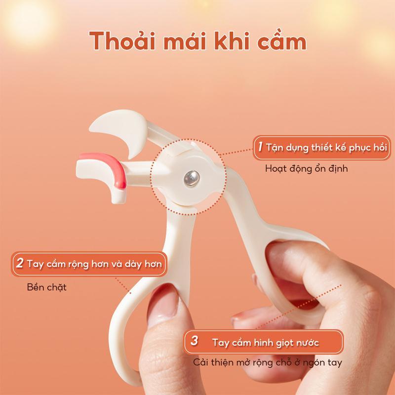 FelinWel - Kẹp Mi Cong Không Đường Viền Phù Hợp Mắt Châu Á, Kèm 2 Lõi Silicone Thay Thế, Dễ Dùng Cho Người Mới