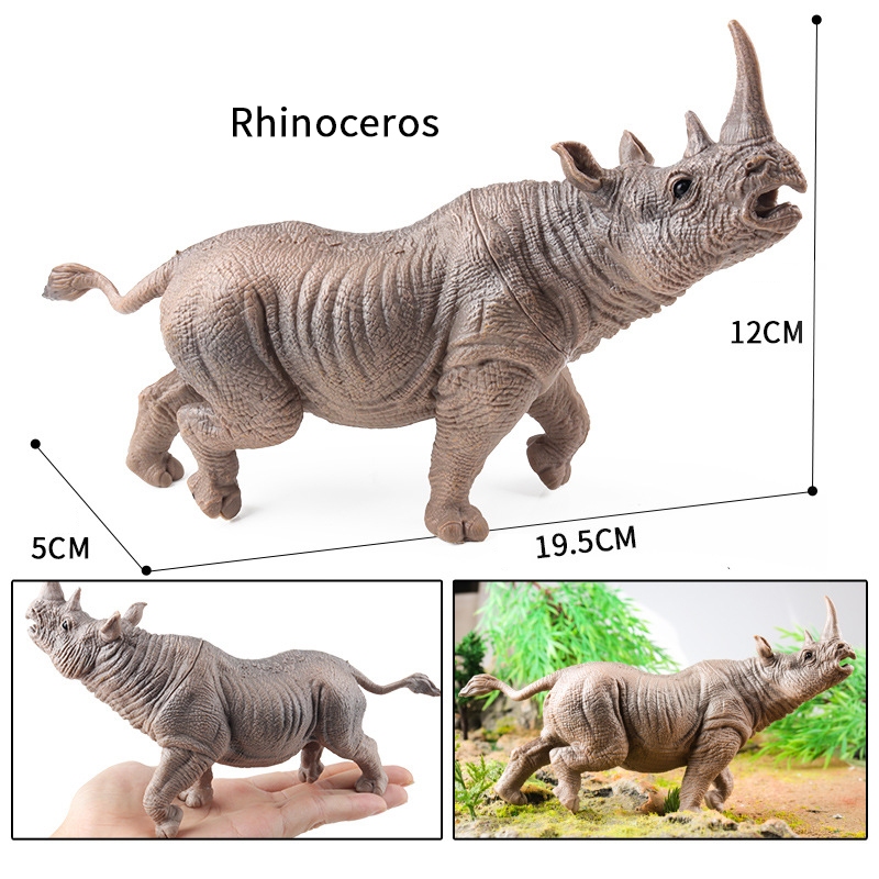 Trẻ em hoang dã mô phỏng mô hình động vật tê giác gấu nâu nữ sư tử hổ báo sói dê đồ chơi nhận thức