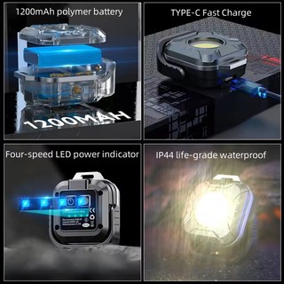 Đèn LED COB di động mini sạc lại, 8 chế độ, ánh sáng siêu sáng