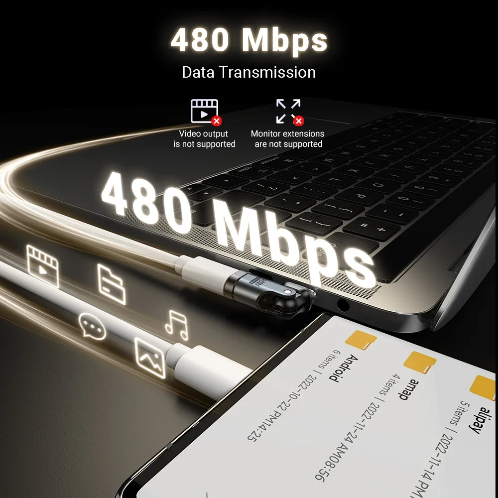Aufu 540 Xoay PD240W USB3.1 Usb C sang Type C Bộ Chuyển Đổi Cáp Sạc Nhanh 5A Cho iPhone 16 MacBook | BigBuy360 - bigbuy360.vn