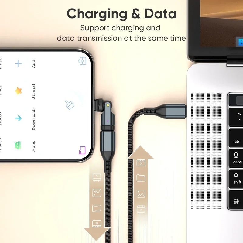 Aufu 540 Xoay PD240W USB3.1 Usb C sang Type C Bộ Chuyển Đổi Cáp Sạc Nhanh 5A Cho iPhone 16 MacBook | BigBuy360 - bigbuy360.vn