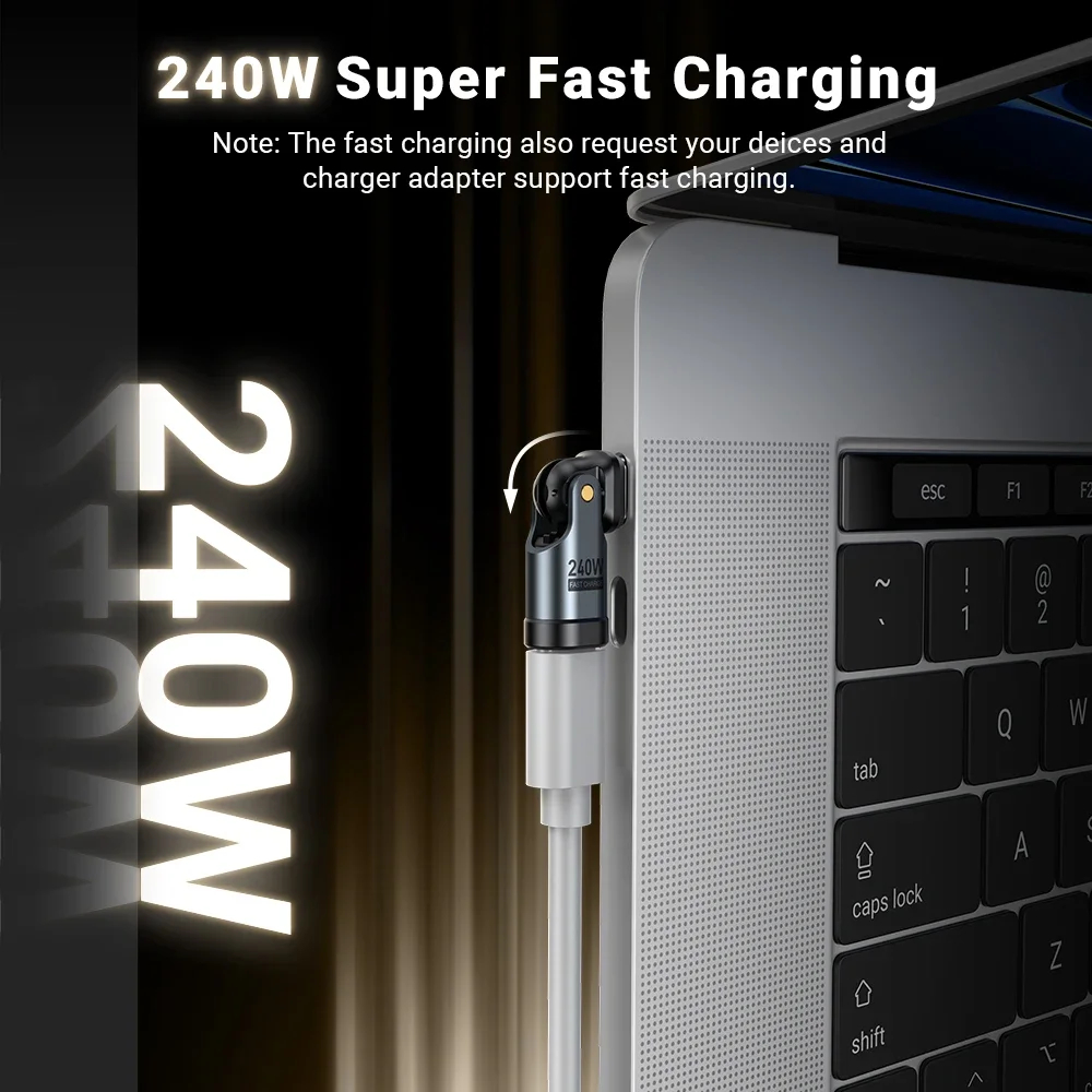 Aufu 540 Xoay PD240W USB3.1 Usb C sang Type C Bộ Chuyển Đổi Cáp Sạc Nhanh 5A Cho iPhone 16 MacBook | BigBuy360 - bigbuy360.vn