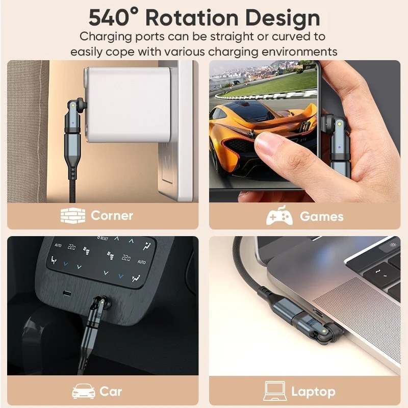 Aufu 540 Xoay PD240W USB3.1 Usb C sang Type C Bộ Chuyển Đổi Cáp Sạc Nhanh 5A Cho iPhone 16 MacBook | BigBuy360 - bigbuy360.vn