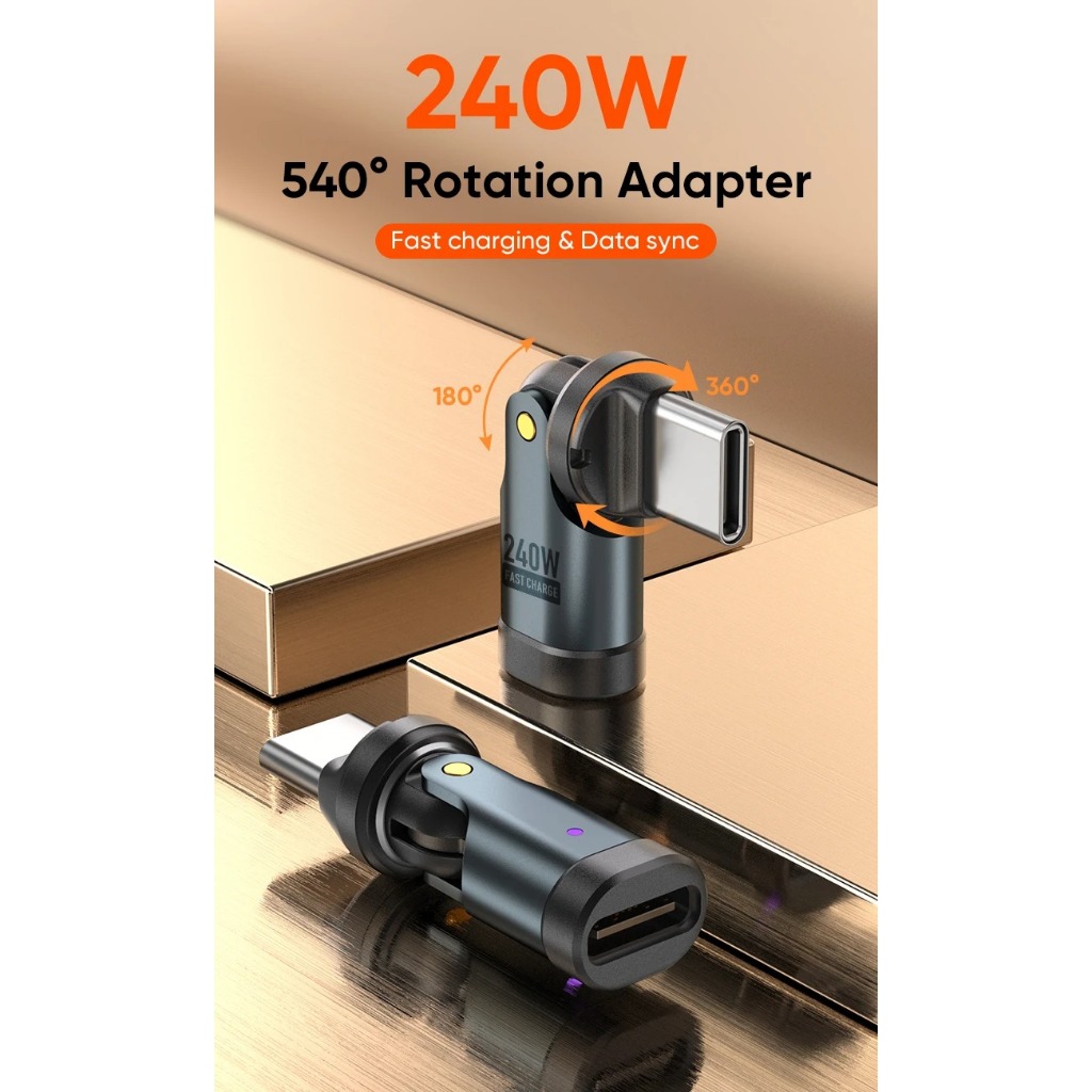 Aufu 540 Xoay PD240W USB3.1 Usb C sang Type C Bộ Chuyển Đổi Cáp Sạc Nhanh 5A Cho iPhone 16 MacBook | BigBuy360 - bigbuy360.vn