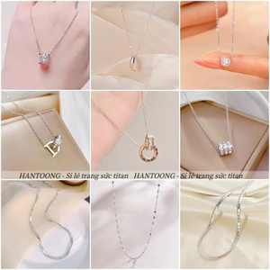 Dây chuyền titan nữ mạ bạc không gỉ thiết kế đính đá lấp lánh nhiều kiểu dáng trẻ trung thanh lịch