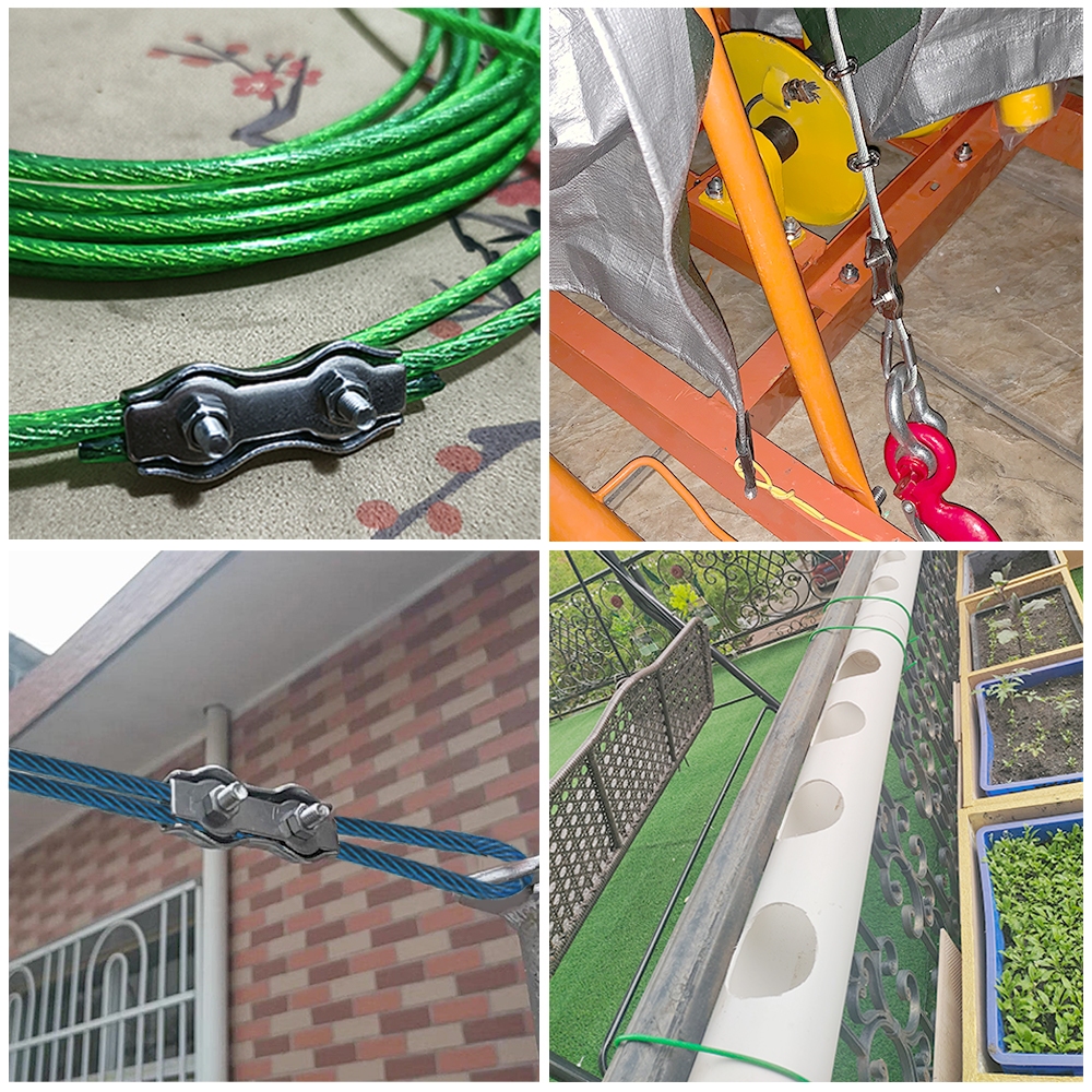Kẹp cáp thép không gỉ M2-M8, kẹp bu lông đôi, kẹp đơn giản cho DIY