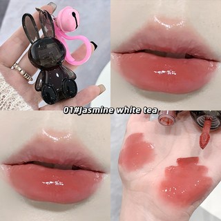 Gege BEAR Móc Khóa Son Bóng 6 Màu Dưỡng Ẩm Lâu Dài Chống Thấm Nước Thạch Môi Thỏ Đen Bóng Môi GX1228