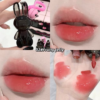 Gege BEAR Móc Khóa Son Bóng 6 Màu Dưỡng Ẩm Lâu Dài Chống Thấm Nước Thạch Môi Thỏ Đen Bóng Môi GX1228